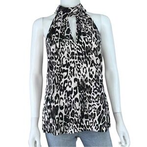 MILLY Black Leopard Print Halter Top Size S
